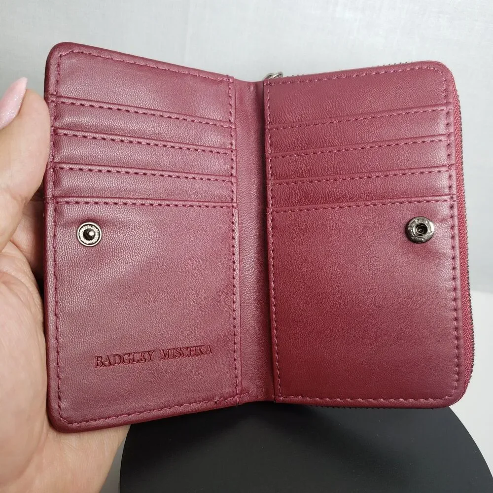 Badgley Mischka Croco Coin Purse Vegan Leather Wine  NWT